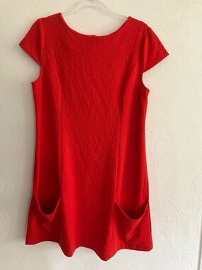 Kensie Red Textured Bow Back Dress L